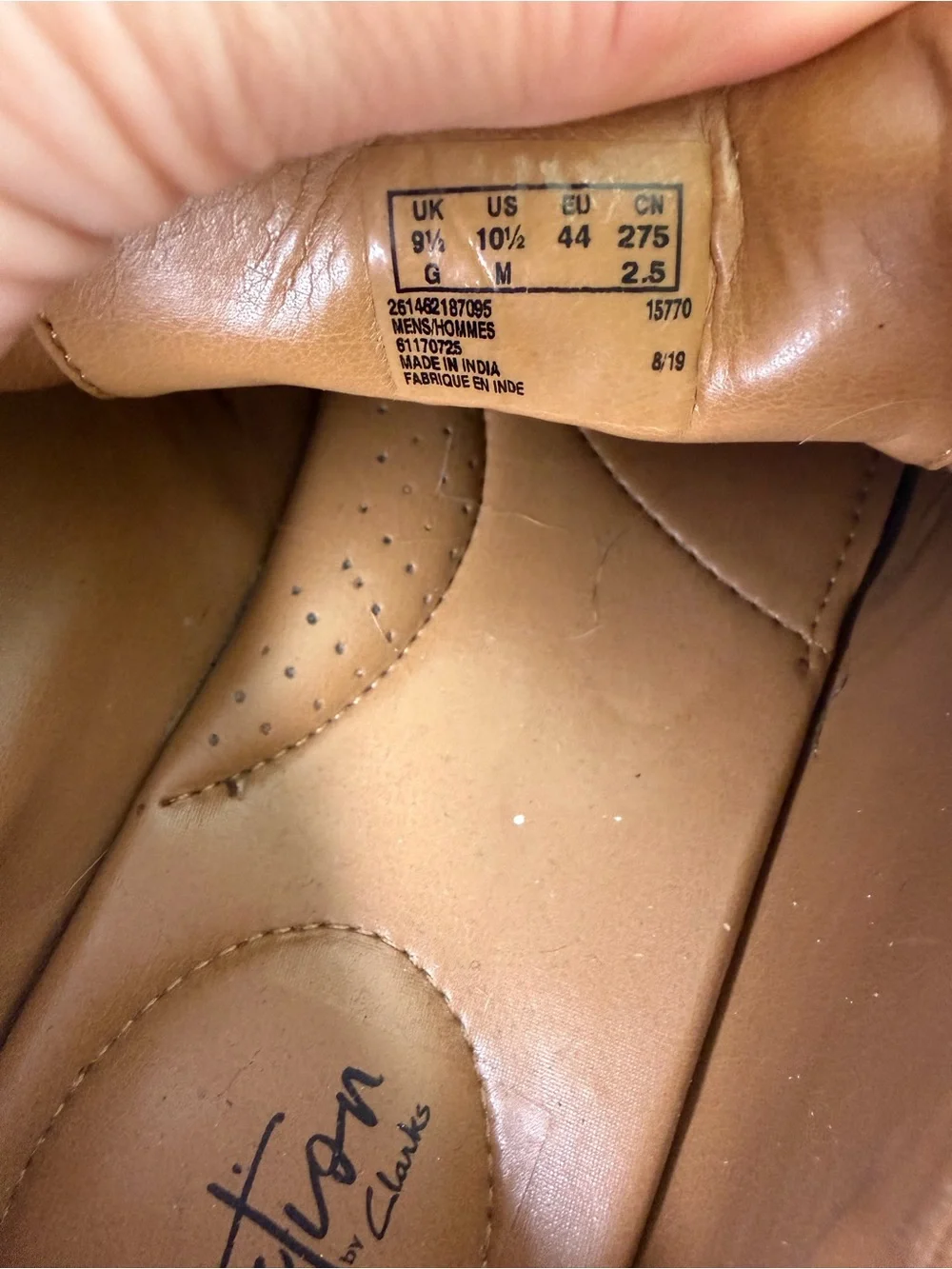 Clarks Men's Tan Leather Wingtip Oxfords Size 10.5